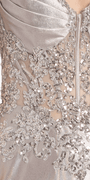 Satin Embellished Pleated Sweetheart Glitter Column Dress - Camille La Vie