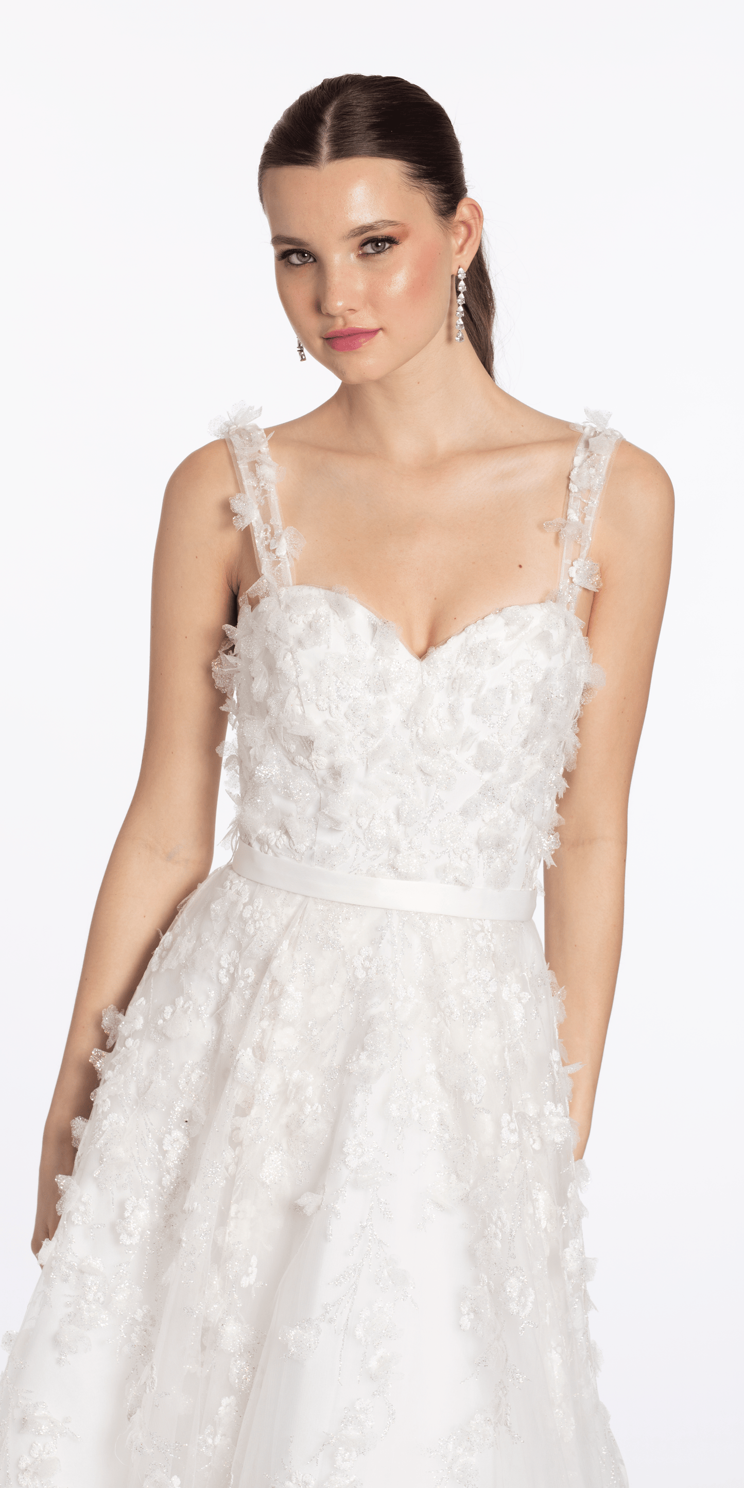 Sweetheart Tulle Ballgown with 3D Glitter Bows - Camille La Vie
