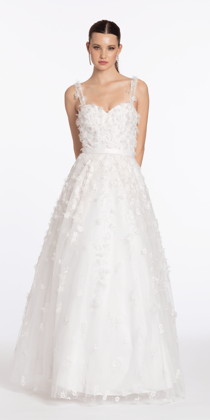 Sweetheart Tulle Ballgown with 3D Glitter Bows - Camille La Vie