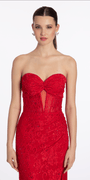 Lace Embellished Strapless Trumpet Dress with Peek-a-Boo Illusion Corset - Camille La Vie