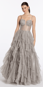 Strappy Back Rhinestone Corset Glitter Tulle Ballgown - Camille La Vie