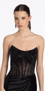 Open Back Strapless Corset Shimmer Spandex Column Dress - Camille La Vie