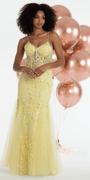 Sequin V Neck Mesh Embroidered Mermaid Dress with Godets - Camille La Vie