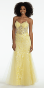 Sequin V Neck Mesh Embroidered Mermaid Dress with Godets - Camille La Vie