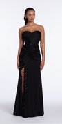 Strapless Sweetheart Spandex Applique Column Dress with Ruching - Camille La Vie
