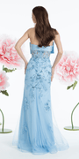 Mesh Embellished Bow Front Sheer Corset Column Dress - Camille La Vie