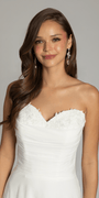 Strapless Chiffon Drape A Line Dress with Applique Hem - Camille La Vie