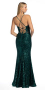 Lace Up Back Beaded Sheath Dress - Camille La Vie