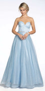 Glitter Corset Ballgown with Crystal Waistband - Camille La Vie