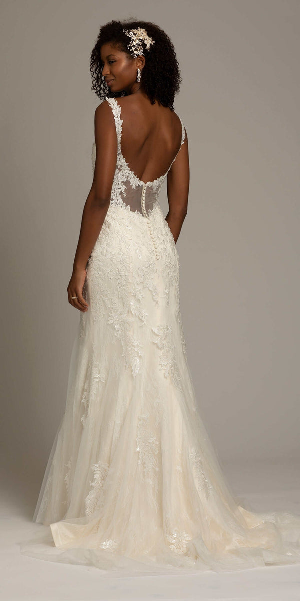 Illusion Scoop Back Embroidered Mermaid Dress - Camille La Vie