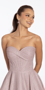 Camille La Vie Strapless Shimmer Cris Cross Corset Fit and Flare Dress
