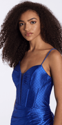 royal-blue/size/4/missy/Camille La Vie/ Plunge Satin Sweetheart Embellished Corset Bodycon Dress/closeup