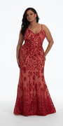 Sequin Embroidered Lace Up Back Mermaid Dress - Camille La Vie