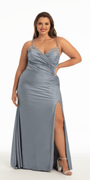 Glitter Sweetheart Lace Up Back Dress with Side Ruching - Camille La Vie