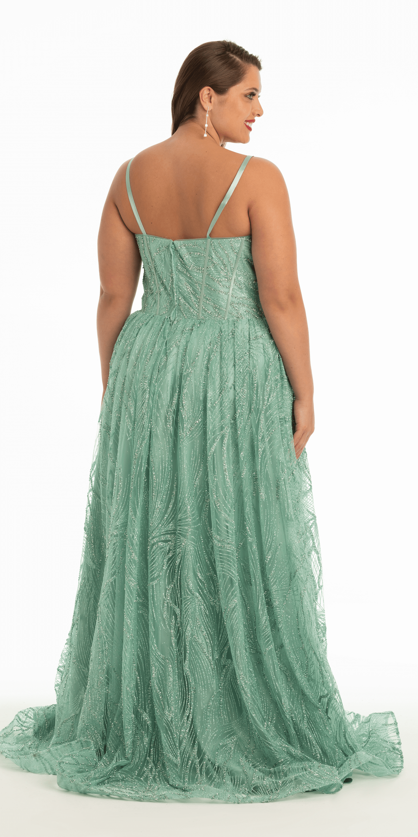 Glitter Sweetheart Corset A Line Dress with Side Slit - Camille La Vie