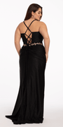Glitter Knit Lace Up Back Dress with Side Slit - Camille La Vie