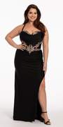 Glitter Knit Lace Up Back Dress with Side Slit - Camille La Vie