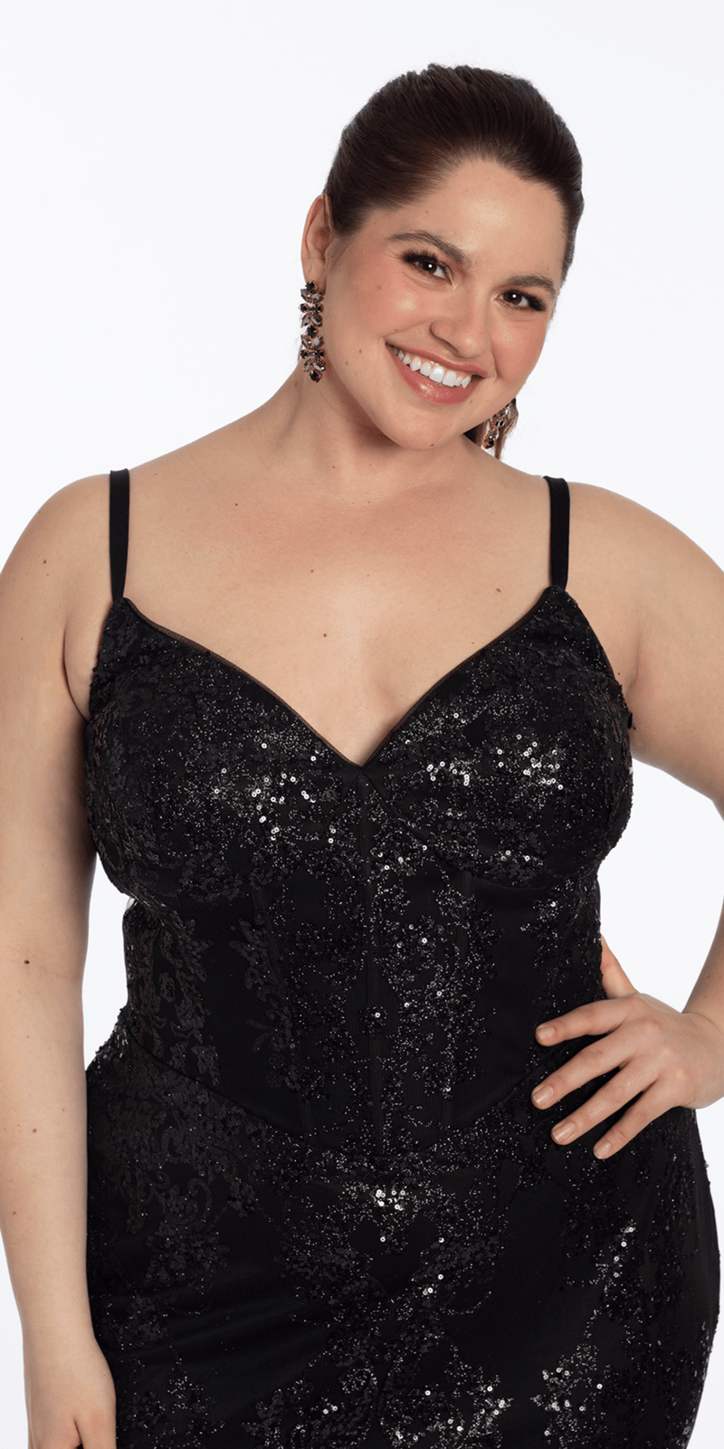Sweetheart Glitter Corset V Back Mermaid Dress - Camille La Vie