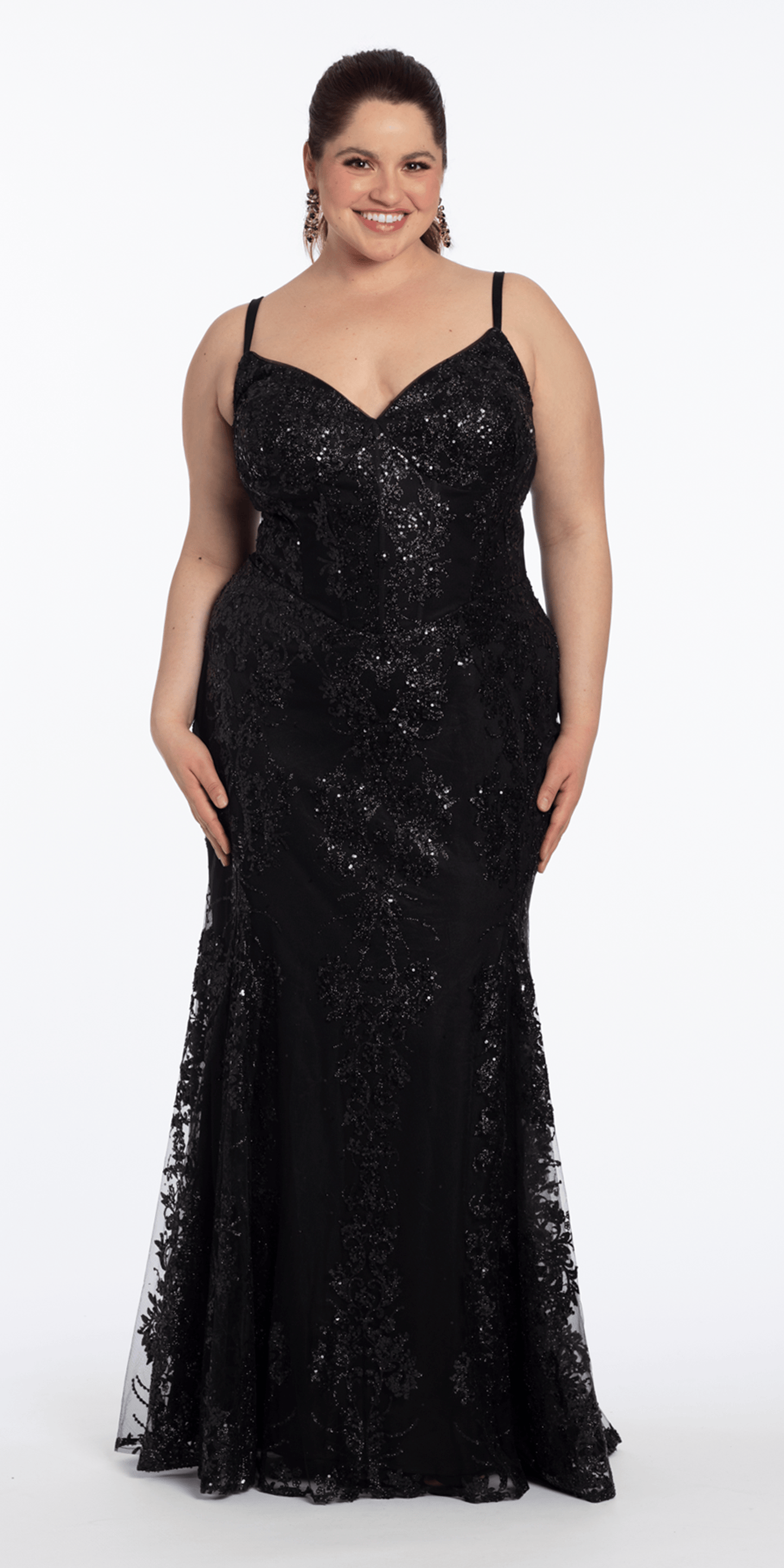 Sweetheart Glitter Corset V Back Mermaid Dress - Camille La Vie