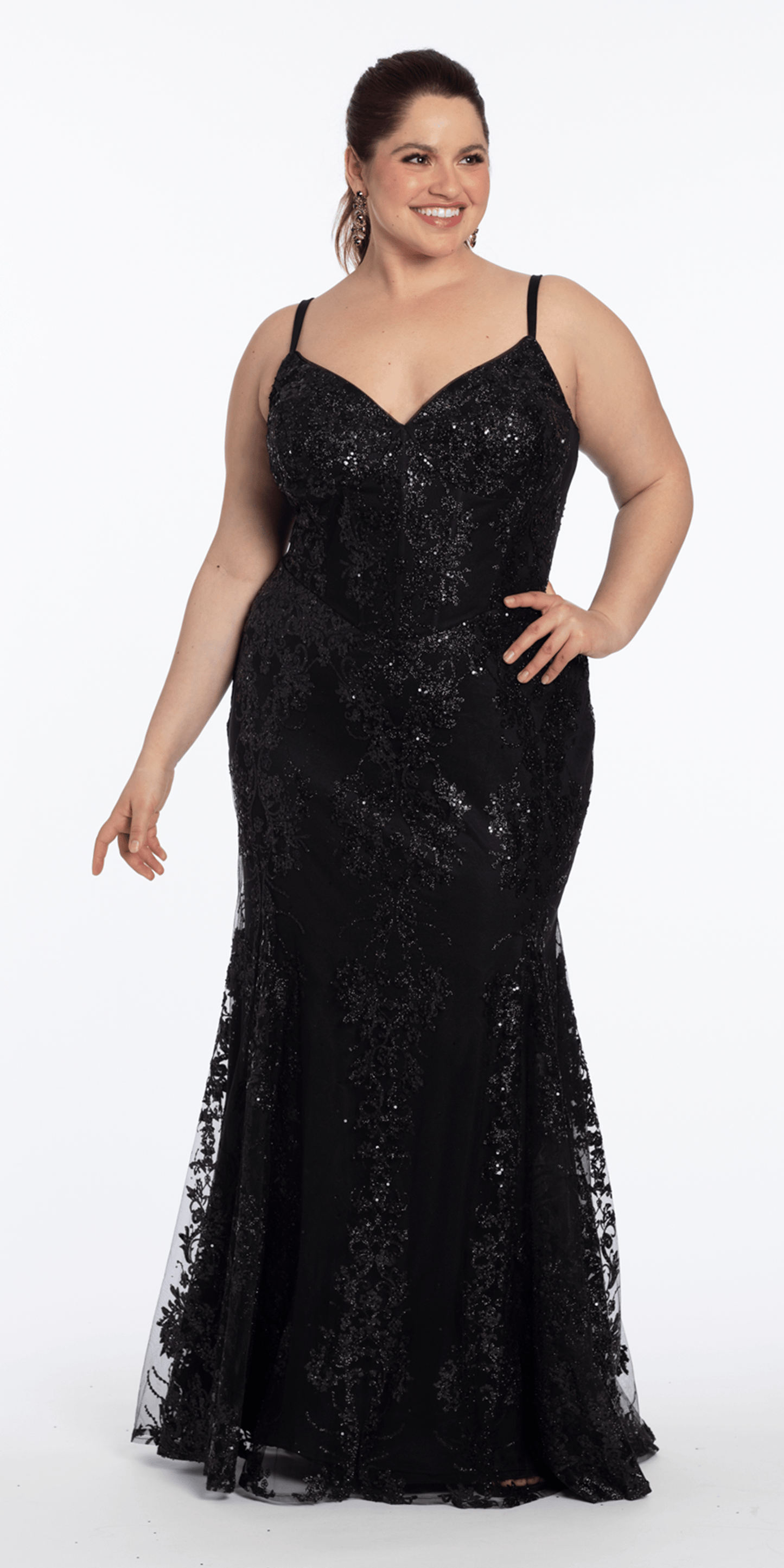 Sweetheart Glitter Corset V Back Mermaid Dress - Camille La Vie