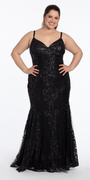 Sweetheart Glitter Corset V Back Mermaid Dress - Camille La Vie