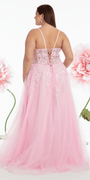 Sweetheart Plunging Mesh Corset Ballgown with Embellished Appliques - Camille La Vie