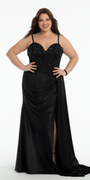 Embellished Sweetheart Corset Column Dress with Side Drape - Camille La Vie