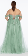 Sequin Embroidered Off the Shoulder Tulle Corset Ballgown - Camille La Vie
