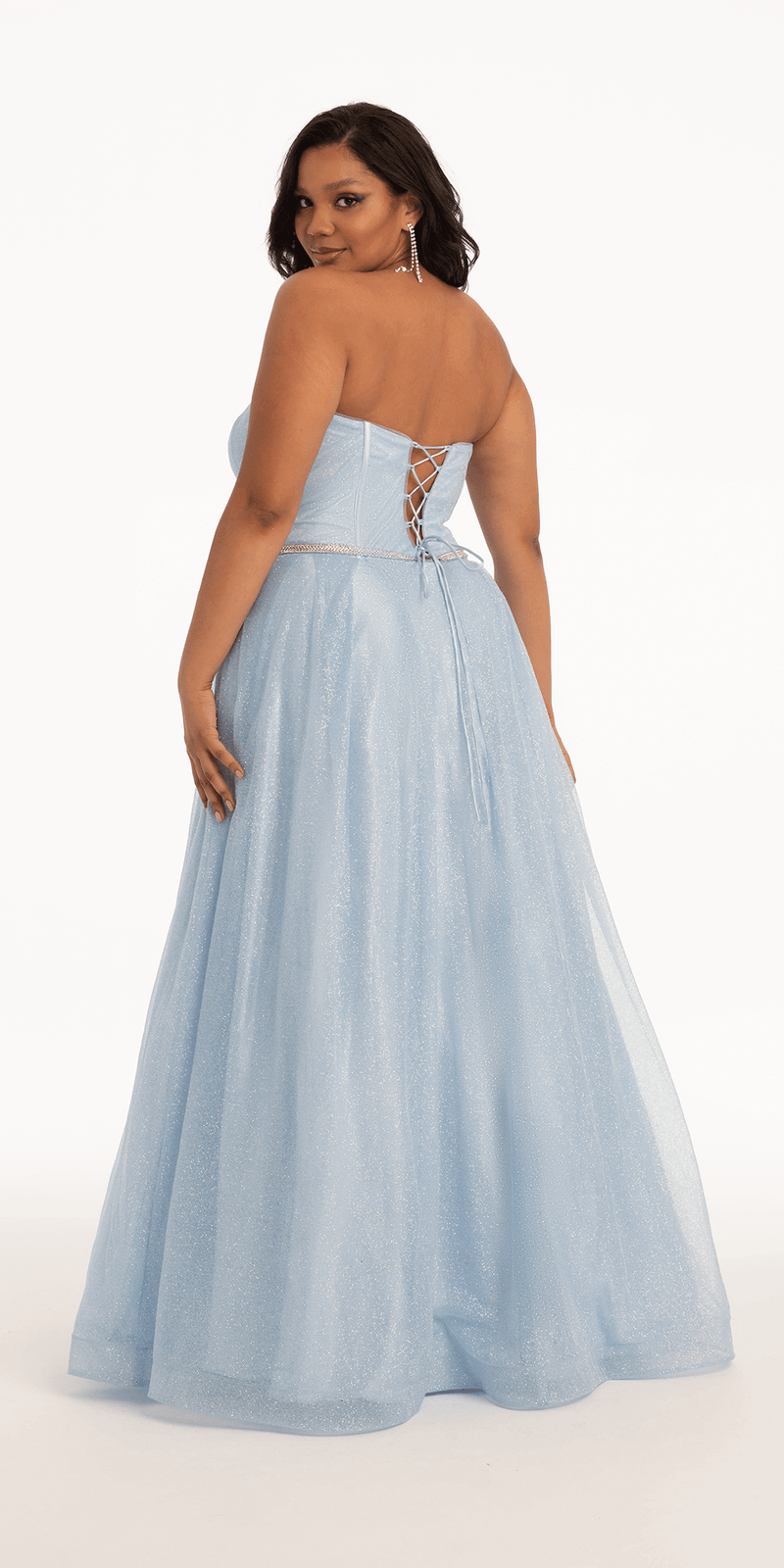 Glitter Corset Ballgown with Crystal Waistband - Camille La Vie