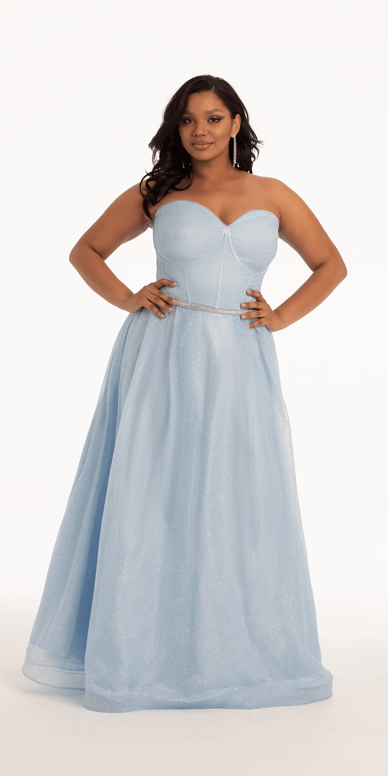 Glitter Corset Ballgown with Crystal Waistband - Camille La Vie