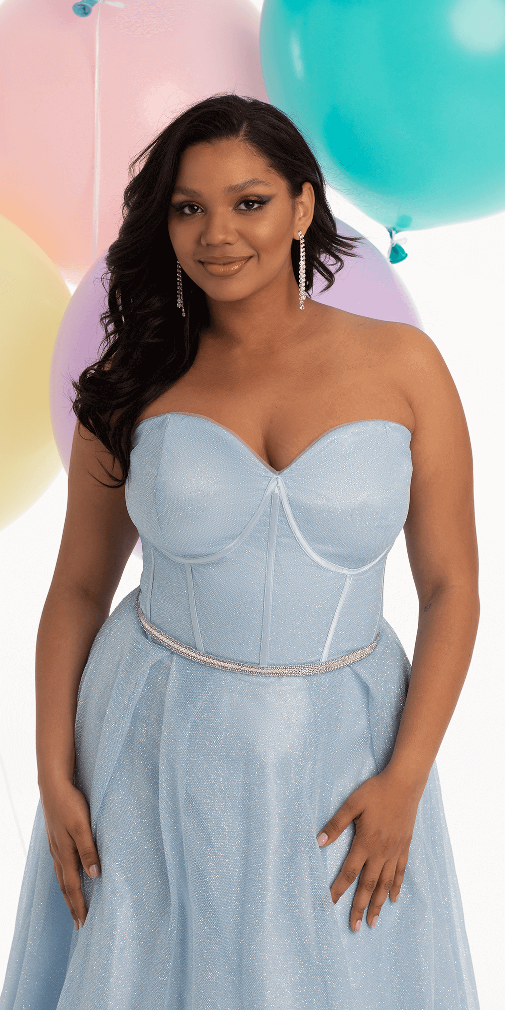 Glitter Corset Ballgown with Crystal Waistband - Camille La Vie