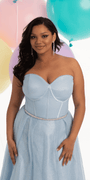 Glitter Corset Ballgown with Crystal Waistband - Camille La Vie