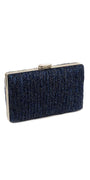 royal blue/no size/Camille La Vie/Glitter Pleated Texture Handbag with Rhinestone Top Closure /front