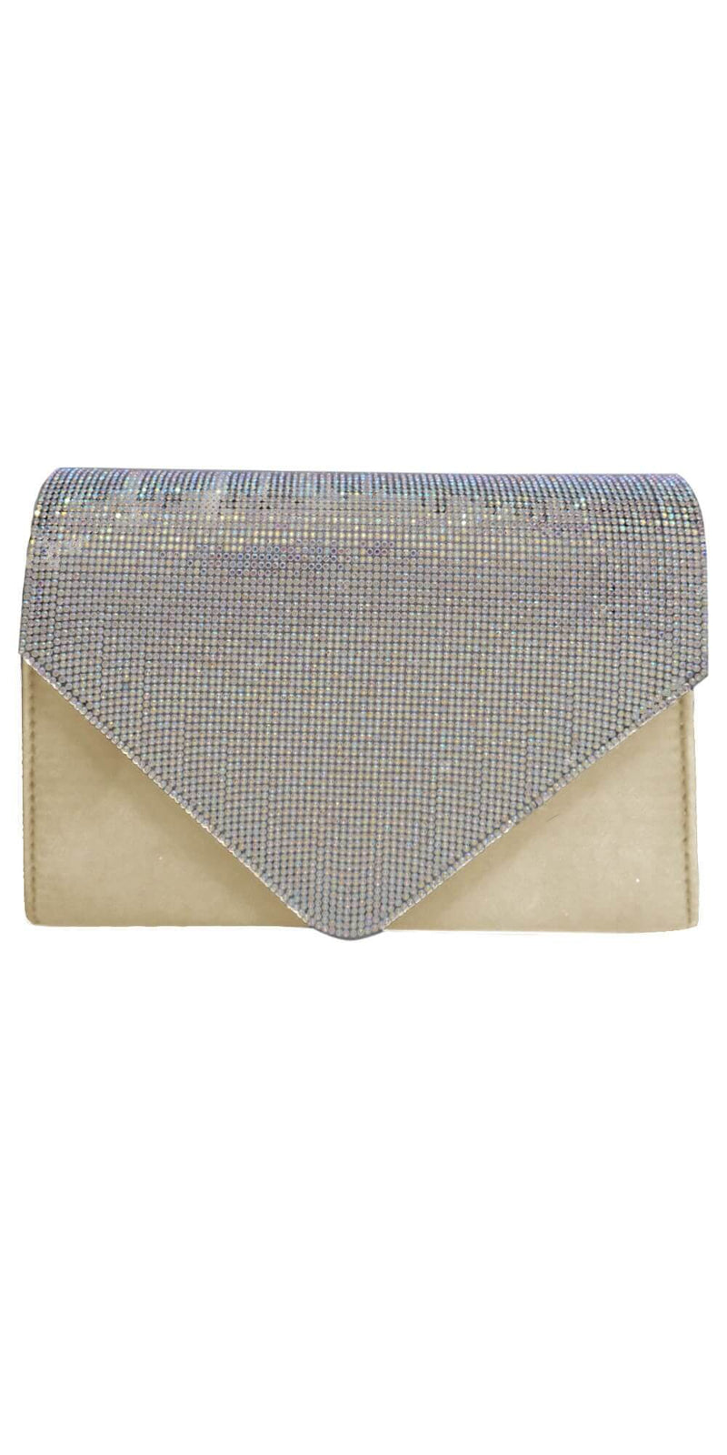 champagne/no size/ Camille La Vie/Satin Rhinestone Envelope Handbag /front 1