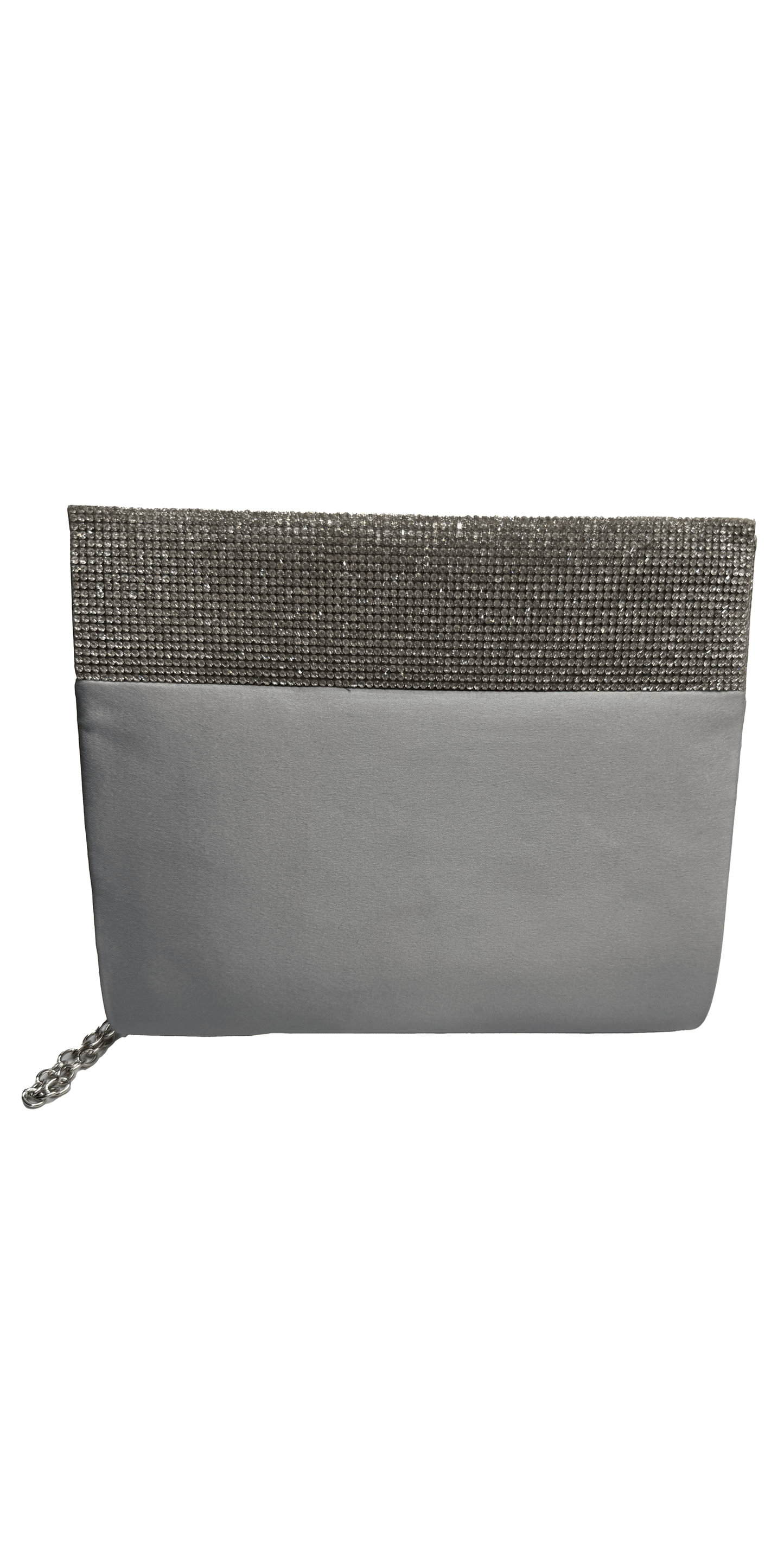 silver/no size/ Camille La Vie/Satin Iridescent Rhinestone Border Top Handbag /front 1