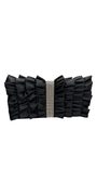 Satin Ruffle Full Flap Handbag with Rhinestone Detail - Camille La Vie