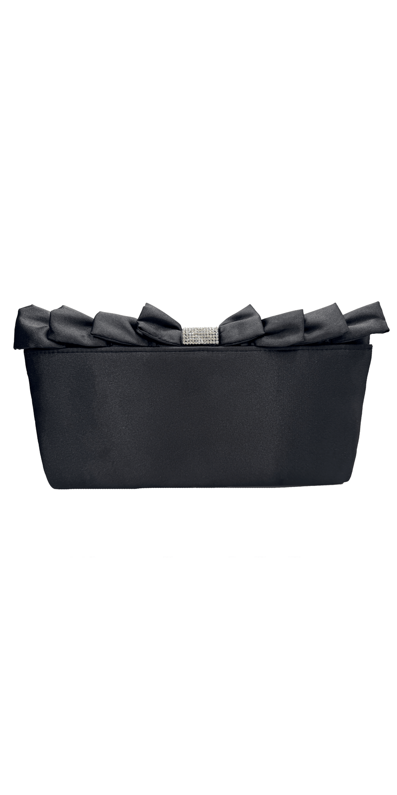 Satin Ruffle Full Flap Handbag with Rhinestone Detail - Camille La Vie