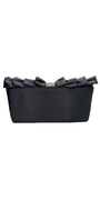 Satin Ruffle Full Flap Handbag with Rhinestone Detail - Camille La Vie