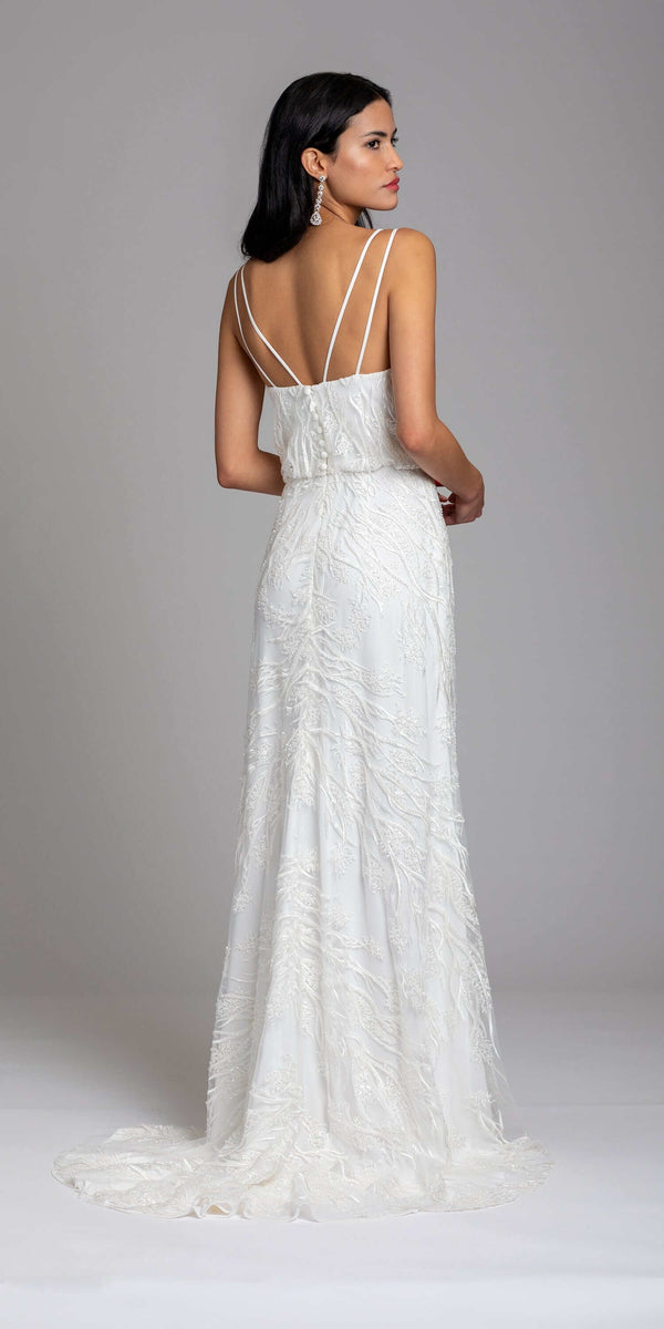 Strappy Back Beaded Embellished Blouson Dress - Camille La Vie