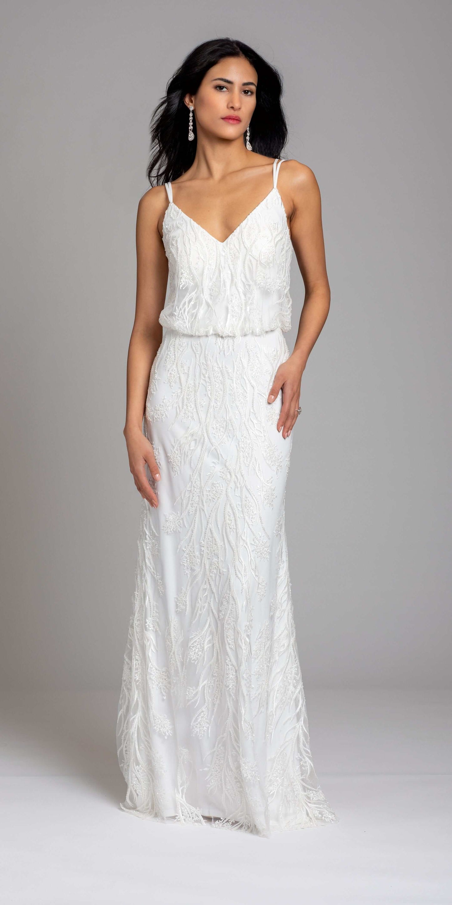 Strappy Back Beaded Embellished Blouson Dress - Camille La Vie