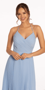 Pleated Chiffon Lace Up Back Dress - Camille La Vie