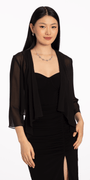 Chiffon Drape Front Jacket with Sleeves - Camille La Vie