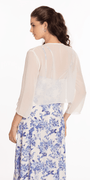 Chiffon Drape Front Jacket with Sleeves - Camille La Vie
