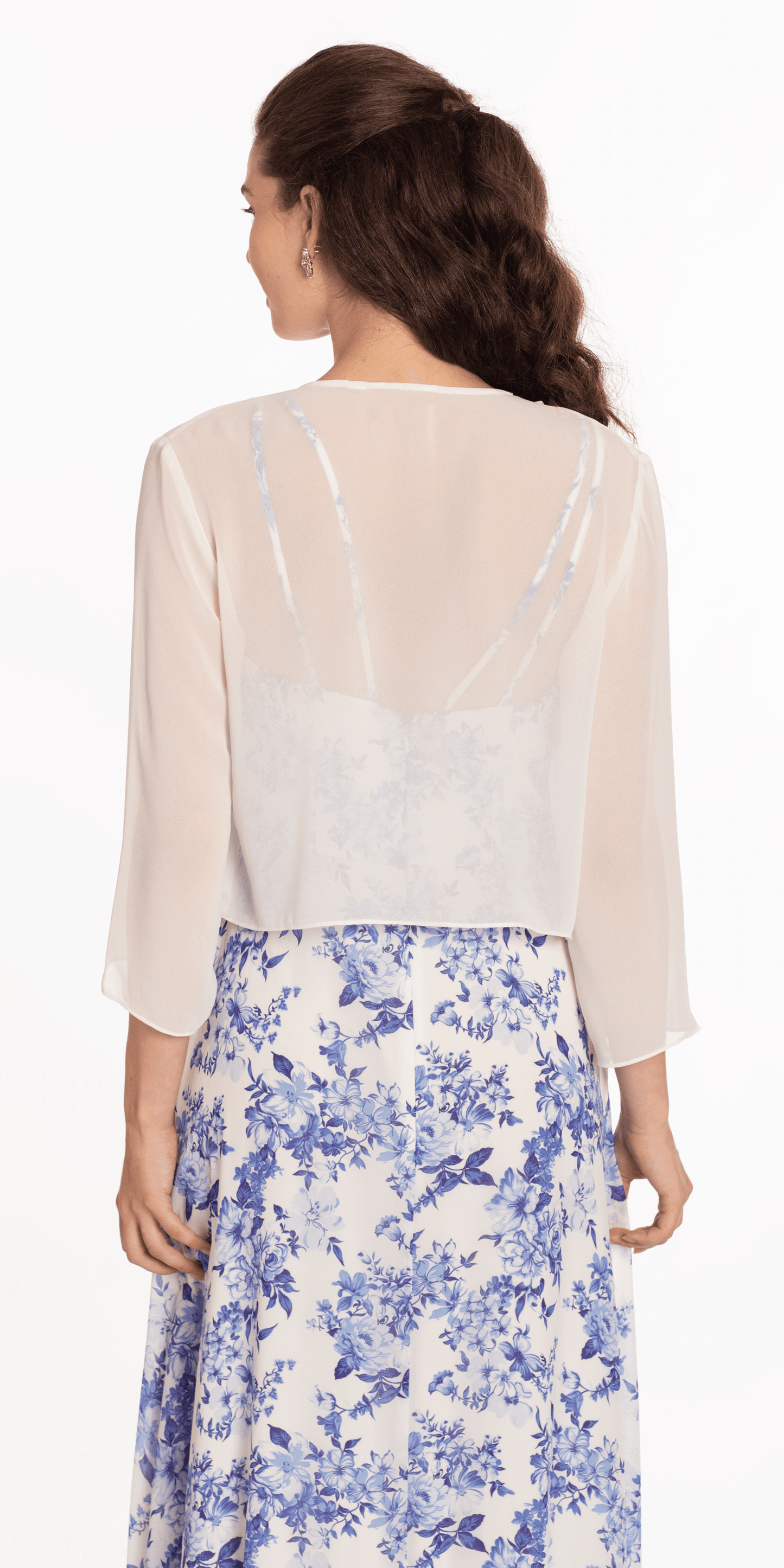 Chiffon Drape Front Jacket with Sleeves - Camille La Vie