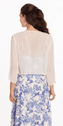 Chiffon Drape Front Jacket with Sleeves - Camille La Vie