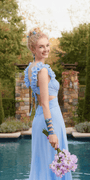 Chiffon Ruffle Shoulder Lace Up Back Column Dress - Camille La Vie