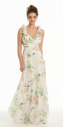 Chiffon Floral Print Ruffle Lace Up Back Dress - Camille La Vie