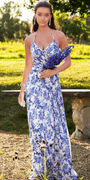 white-blue/size/4/missy/Camille La Vie/Chiffon Pleated Print Lace Up Back A Line Dress/front alt 2