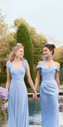 Satin Side Gather Off the Shoulder Dress - Camille La Vie