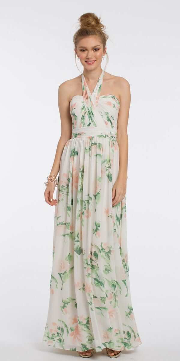 Print Tie Neck Halter Dress - Camille La Vie